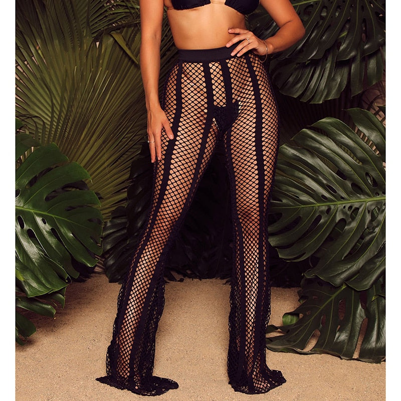 Women Hollow Out Mesh Fishnet Beach Bottoms