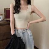 New Tank Top Solid Halter Crop Tops Women