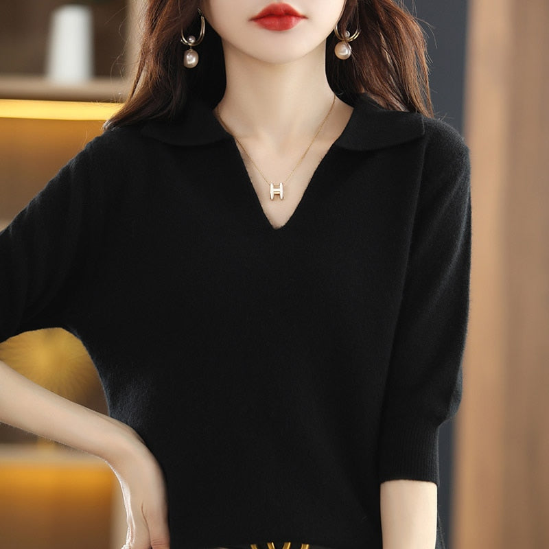 Cashmere Sweater Women's T-Shirt Pure Wool Knitted