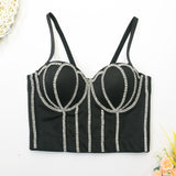 Cupnaya Handmade Women Glitter Diamante Crop Top Sexy Push-Up Bustier