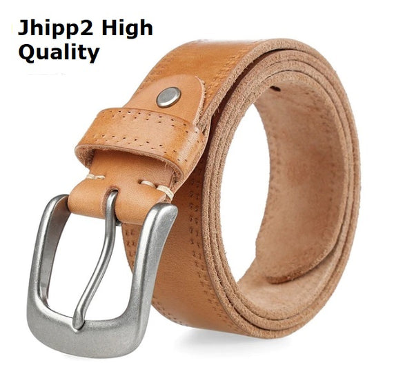 Vintage Cowhide  Alloy Pin Buckle Natural Leather, Non-layered, Jeans Belt                                     High  Quality