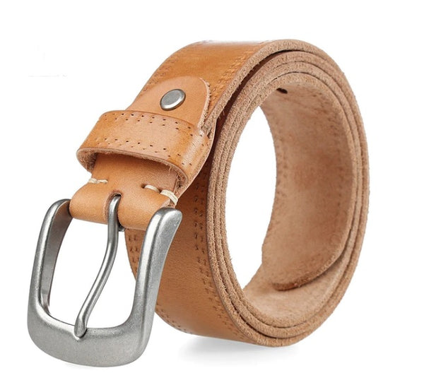 Vintage Cowhide  Alloy Pin Buckle Natural Leather, Non-layered, Jeans Belt                                     High  Quality