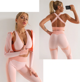 Seamless  Women Yoga Sets For  Gym, Running,  Fitness  Long Sleeve