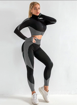 Seamless  Women Yoga Sets For  Gym, Running,  Fitness  Long Sleeve