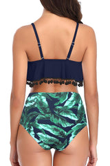 Green Print High Waist Swimsuit