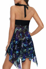 Black Handkerchief Hem Detail Swimdress and Shorts