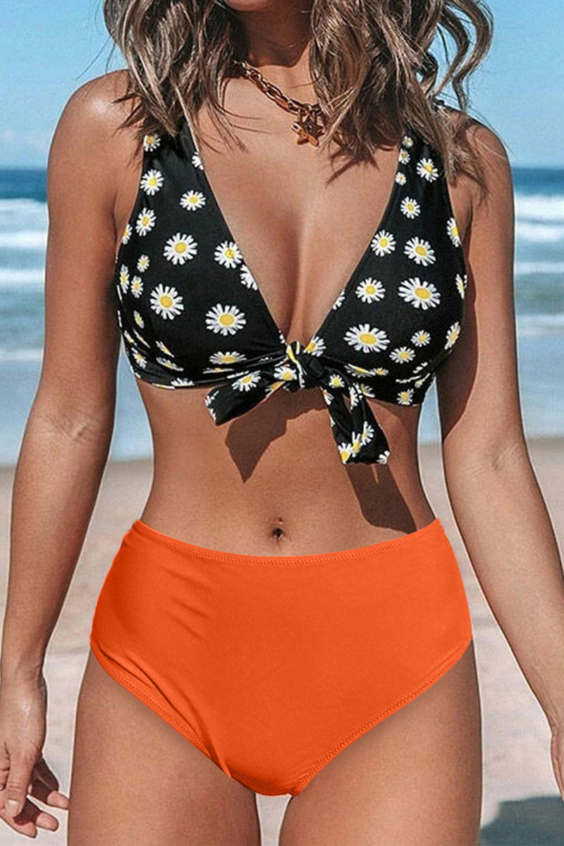 Daisy Ruffled Tie High Waist Bikini Set