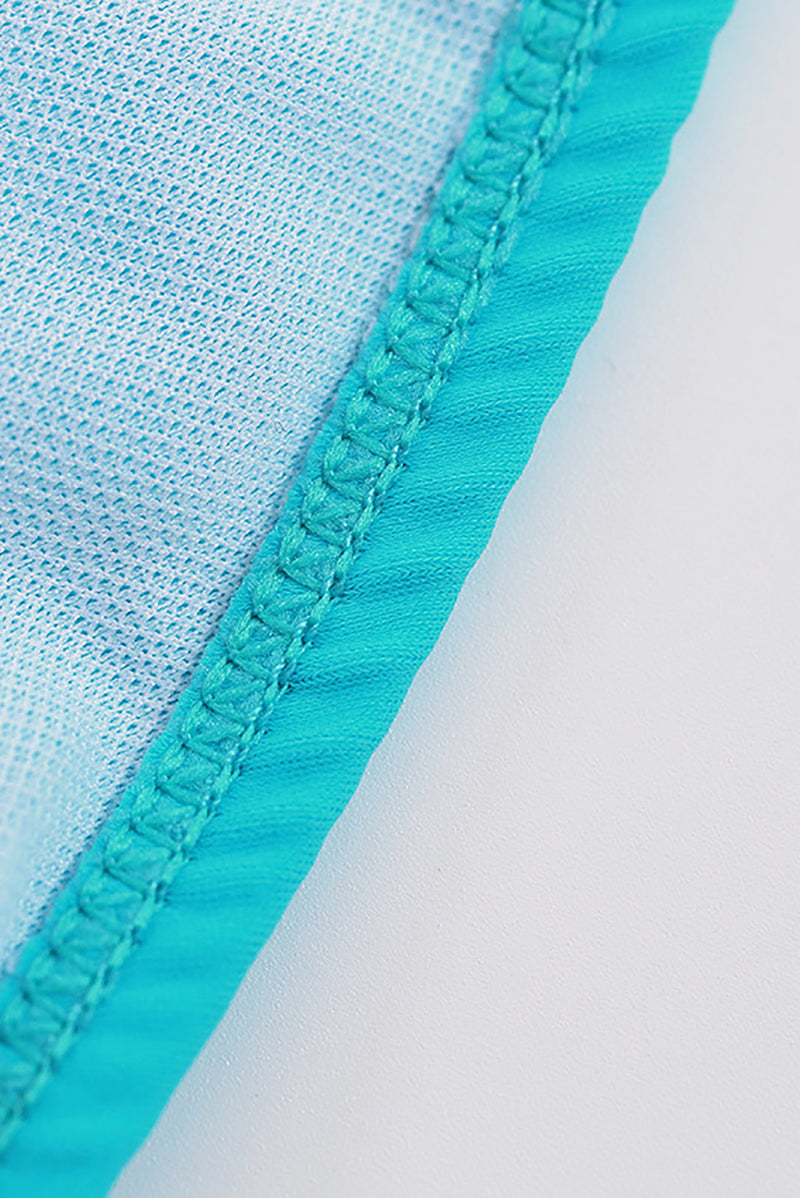 Turquoise Crisscross Ruched High Waisted Swimsuit