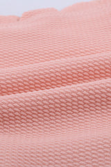 Pink High Waist Scalloped Trim One Shoulder Bikini