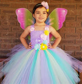 Girls Pastel Flower Crochet Tulle Dress