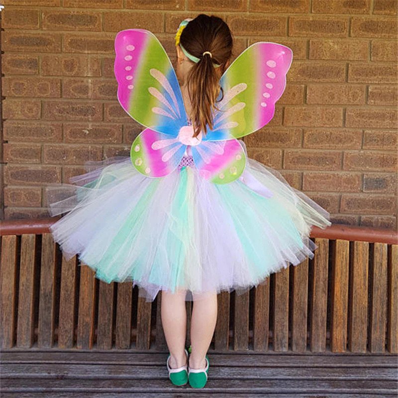 Girls Pastel Flower Crochet Tulle Dress
