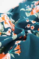 Green 2pcs Floral Print Hollow Out High Waisted Swimsuit