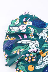 Green Floral Print Ruffled Single Shoulder High Waisted Swimsuit