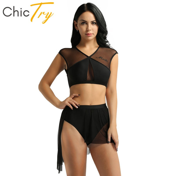 ChicTry Women Asymmetrical Ballet Tutu Dancewear