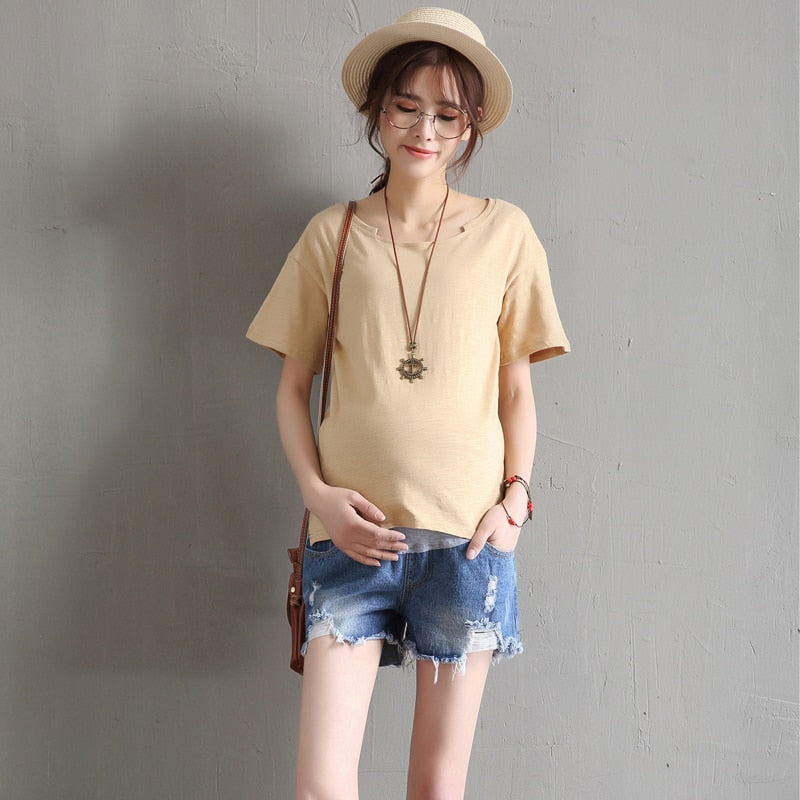 Summer Maternity Denim Shorts Pregnancy