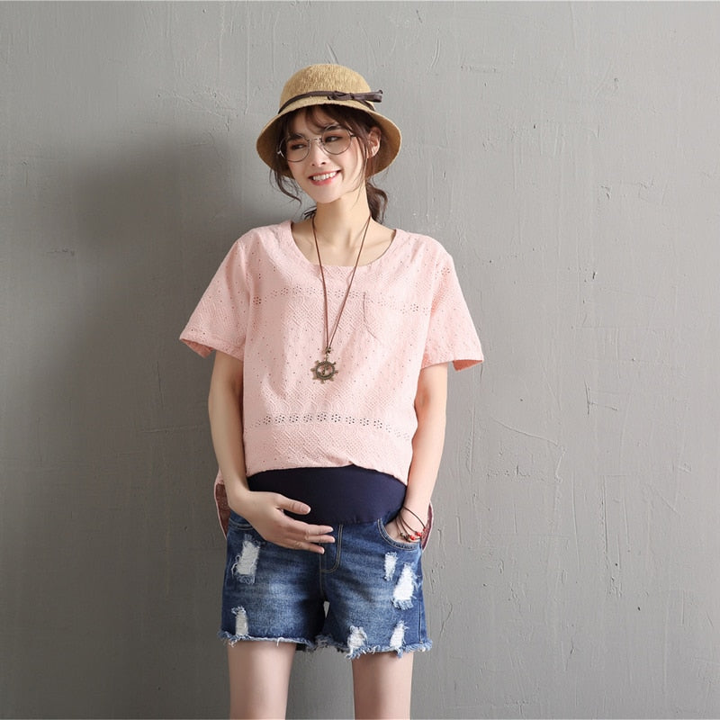 Summer Maternity Denim Shorts Pregnancy