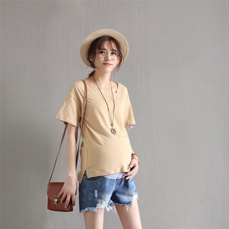 Summer Maternity Denim Shorts Pregnancy