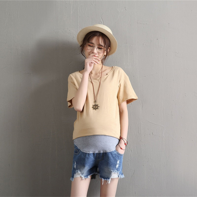Summer Maternity Denim Shorts Pregnancy