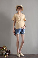 Summer Maternity Denim Shorts Pregnancy