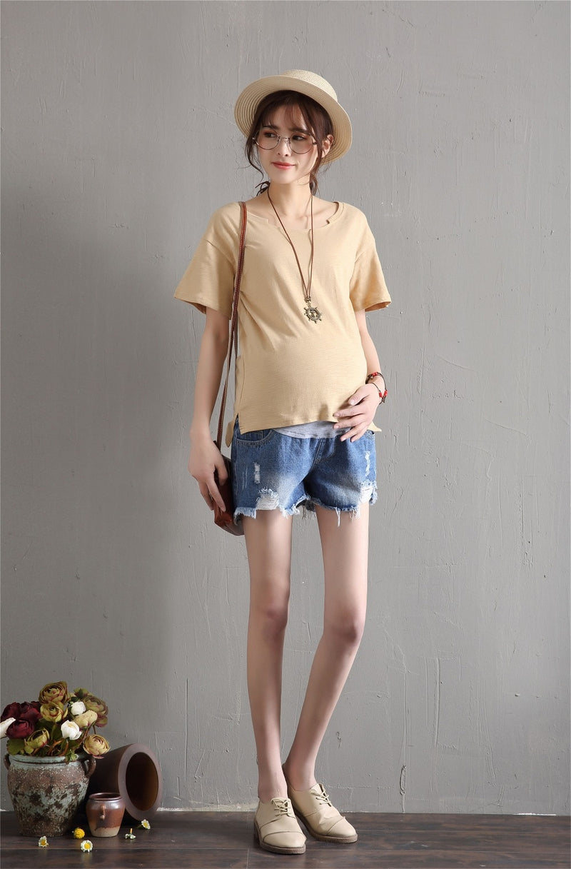 Summer Maternity Denim Shorts Pregnancy
