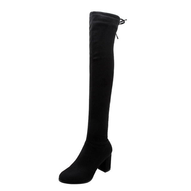 LAKESHI Sexy Thigh High Boots Over-the-knee Boots Women High Boots Long Boots Female Winter Shoes Women Leopard Suede High Heels