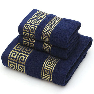 100% Cotton Towel Set Bathroom Geometric Pattern Bath Towel