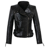 Women Turn-down Collar Zipper Ladies Fashion Pu Leather Coats