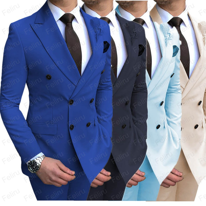 Double Breasted Formal Prom Office Party Suit