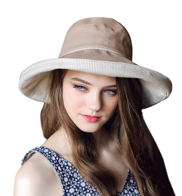 Cotton Fold up Wide Brim Sun Bucket Summer Hat