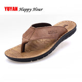 Summer Shoes Men Slippers Genuine Leather