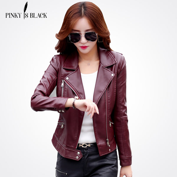Female Slim Short Leather Jacket
