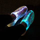 Led Fiber Optic USB Recharge glowing Luminous Sneakers