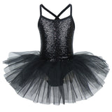 Sequined Flower Ballet Leotard Tutu Dress