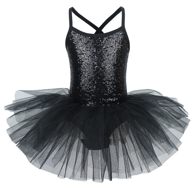 Sequined Flower Ballet Leotard Tutu Dress