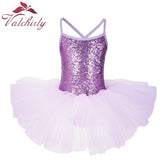 Sequined Flower Ballet Leotard Tutu Dress