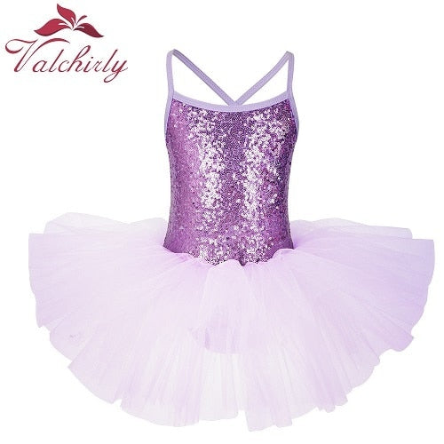 Sequined Flower Ballet Leotard Tutu Dress