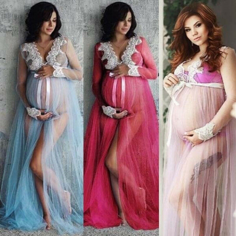 Goocheer Lace V-Neck Hollow out Maternity Dresses