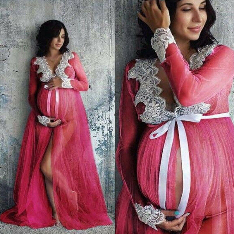Goocheer Lace V-Neck Hollow out Maternity Dresses