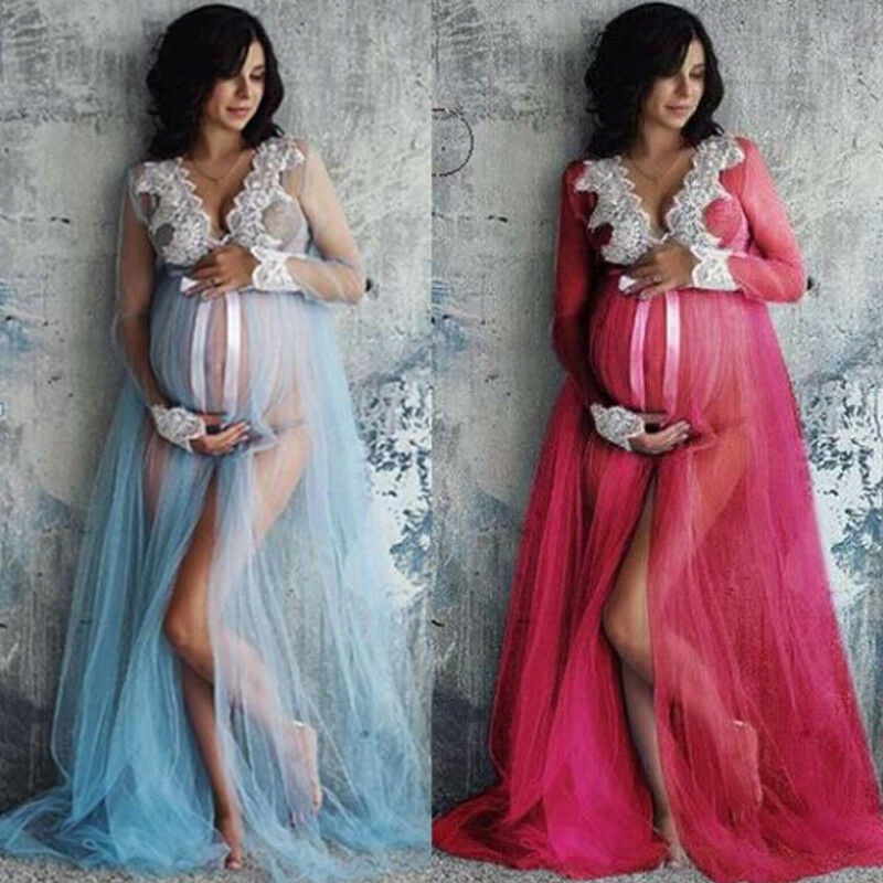Goocheer Lace V-Neck Hollow out Maternity Dresses
