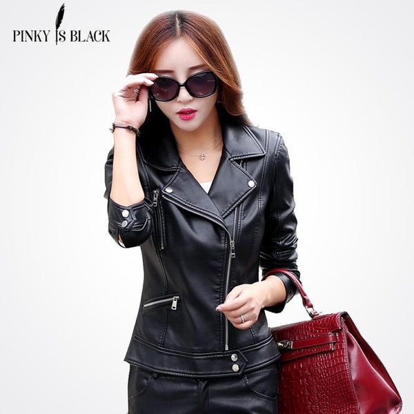 Female Slim Short Leather Jacket