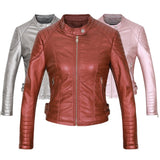Women Elegant Zipper Faux Leather Coat