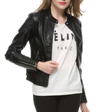 Women Elegant Zipper Faux Leather Coat