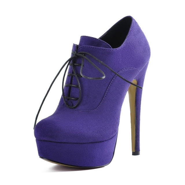 Ankle Boots Lace Up Party Flock