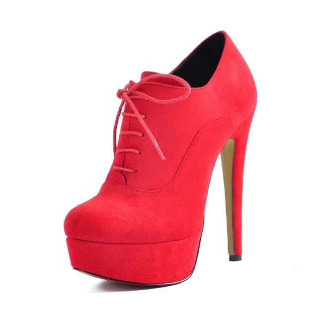 Ankle Boots Lace Up Party Flock