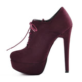 Ankle Boots Lace Up Party Flock