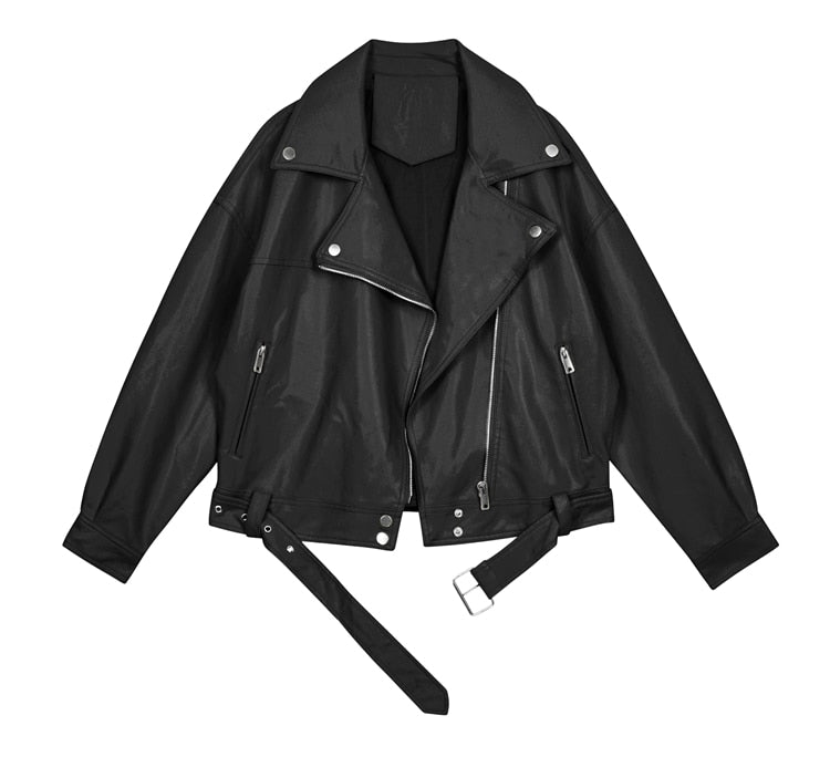 Women Pu Leather Motorcycle Jacket