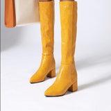Knee Boots Women Pointed Toe Western Cowboy