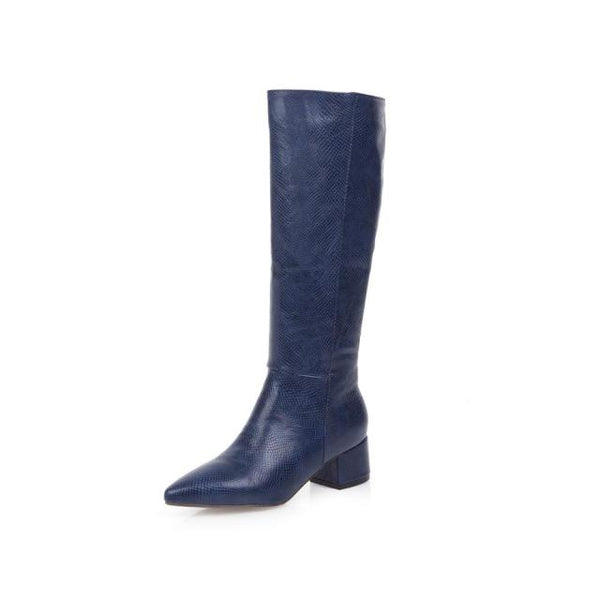 Knee Boots Women Pointed Toe Western Cowboy