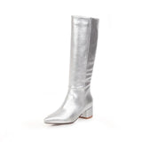 Knee Boots Women Pointed Toe Western Cowboy