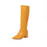Knee Boots Women Pointed Toe Western Cowboy